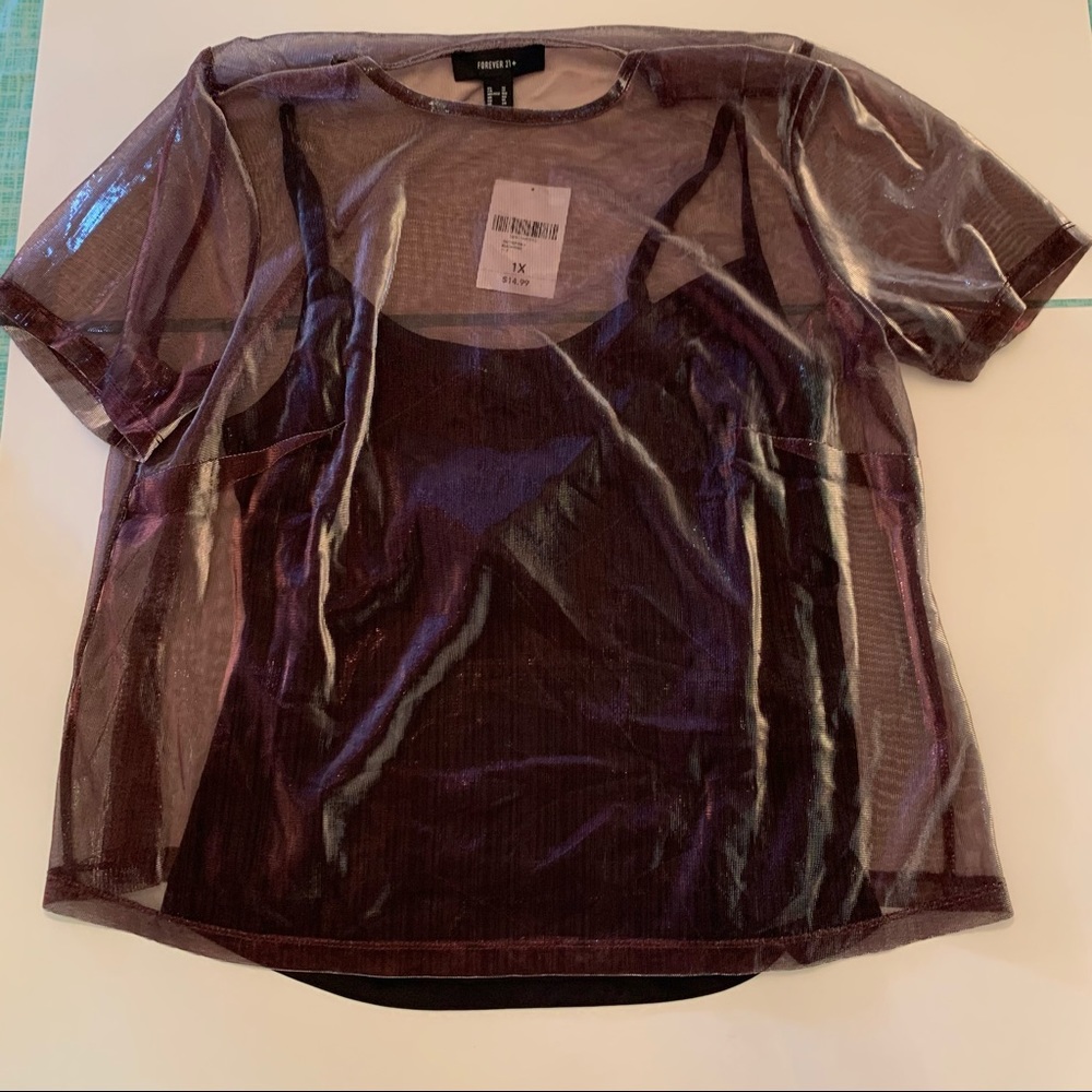 Forever 21 1X NWT Shimmer 2 piece black top.